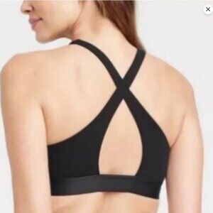 NWT Set of 3 Auden Crossback Cotton Stretch Bralette Black Large